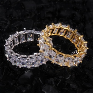 Baguette <strong>Ring</strong> <strong>925</strong> Sterling <strong>Silver</strong> CZ Diamond Cut Zirconia Hip Hop <strong>Ring</strong> Bling Gold Plating Rapper Jewelry - Product Image 3