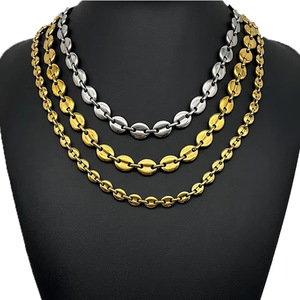 Vente en gros tendance en acier inoxydable 18K plaqué or hip hop chaîne en grains <span class=keywords><strong>de</strong></span> <span class=keywords><strong>café</strong></span> en or collier bracelet ensemble <span class=keywords><strong>de</strong></span> bijoux pour cadeau unisexe - Product Image 2