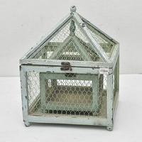Personnalisé Vente en gros Shabby Chic Rustique Vintage Mini Serre en fil de métal Cadre froid Jardin Boîte de plantation de fleurs Maison de culture