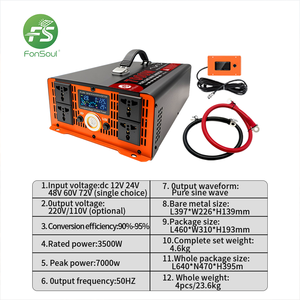 <span class=keywords><strong>Convertisseur</strong></span> de tension automobile et domestique à onde sinusoïdale pure 7000W, <span class=keywords><strong>12V</strong></span> 24V 48V 110V <span class=keywords><strong>220V</strong></span>, 50/60 Hz, vente en gros - Product Image 6