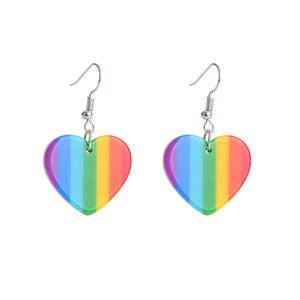2025 nouveau Design mode Cool Harajuku Style boucles d'oreilles arc-en-ciel mignon coeur étoile en forme de rayure lien chaîne boucles d'oreilles pour les filles fête - Product Image 4