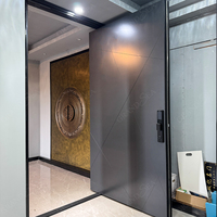 Portes d'entrée principales contemporaines de style américain Grandsea, portes pivotantes en aluminium, portes d'entrée extérieures noires pour maisons et villas