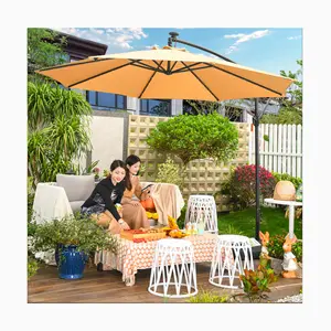 [ZUOAN IMPRESSIVE]Amazon Hot Sell Outdoor 3M 8 Ribs Banana Umbrella Iron Steel Pole Restaurant Beach Patio Sun Shade Parasol