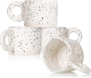 Tazza da caffè fatta a mano in gres da 10 once con manico per cappuccino Latte - Product Image 2