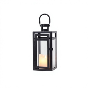 Farol de Vela Ecológico de Acero Inoxidable con Acabado Negro Latón de Amson, Hecho a Mano, para Decoración Navideña del Hogar, Mesa y Suelo - Product Image 1