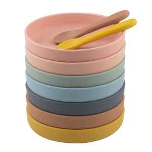 Assiettes en Silicone pour enfants, ensembles d'assiettes pour bébé, plat d'alimentation pour bébé, aspiration vaisselle en Silicone, bol avec cuillère - Product Image 1