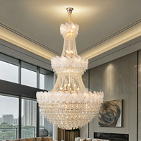 Lustre moderne de luxe à trois niveaux en cristal doré pour villa, escalier, maison, banquet, mariage