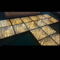 Plancher de danse LED portable Golden Infinity DIY, 3D, avec lumière pour les fêtes, miroir sans fil, plancher LED pour danser