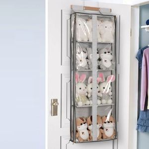 Folding Hanging Over Door Organizer with 5 Clear Dust-Proof Pockets Waterproof PVC for Kid's Toys <b>Wardrobe</b> & Living Room Use - Product Image 1