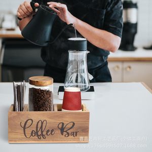 ชั้นวางเก็บของสำหรับบาร์กาแฟไม้, อุปกรณ์เสริมบาร์กาแฟสไตล์ฟาร์มเฮาส์, ฝาปิดแก้วตกแต่ง, ไม้คนกาแฟ, แก้วกาแฟแบบใช้แล้วทิ้ง - Product Image 2