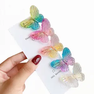 Custom Transparant Kristal Kleine Leuke Kids Zilver Goud Klemmen Butterfly Haarspelden Haar Grip Pin Clips Accessoires Voor Vrouwen Meisjes