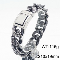 Bracelet jonc unisexe personnalisé en acier inoxydable, style punk, avec breloque et motif crocodile, maillons cubains, bijoux raffinés