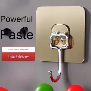 Grand crochet adhésif transparent sans perçage pour cuisine et salle de bain, fixation murale à ventouse, porte-manteau robuste à forte capacité de charge - Product Image 1