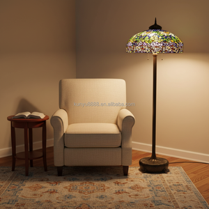 24" High Quality European Tiffany Floor <b>Lamp</b> China Factory Stained Glass Brass Base Tin Solder Craft Home Living Room Bedroom - Product Image 4