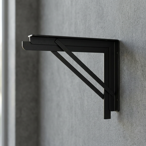 Support d'angle en L robuste en acier doux noir pour étagères, murs et meubles – Support d'étagère robuste en acier doux noir - Product Image 3