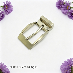 Hebilla angular de aleación de zinc cepillado de 35 mm con soporte trasero, hebilla de contorno nítido para cinturón de cuero de vestir para hombre - Product Image 1