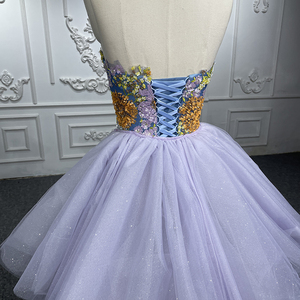 New Design Strapless Floral Lace Mermaid Reversible and Removable Prom Dress With Ruffle <b>Skirt</b> 1140 - Product Image 5