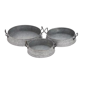 Plateau en métal galvanisé Ustensiles de cuisine de couleur grise et plateau d'hôtel avec poignée en métal Plateau de service décoratif - Product Image 3