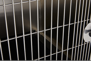 YM-KA505 L Cage pour animaux <span class=keywords><strong>de</strong></span> compagnie en acier inoxydable 304 avec <span class=keywords><strong>porte</strong></span> en acier inoxydable 201, séparateur réglable, serrure silencieuse, design classique et moderne - Product Image 5