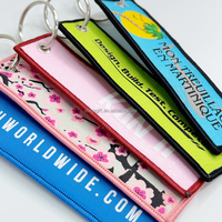 Gepersonaliseerde Borduurwerk Sleutelhangers Custom Ronde Sleutelhanger Geweven Sleutelhanger Stof Auto Sleutelhanger