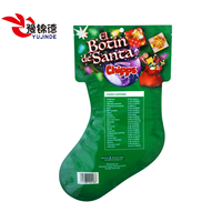 Sachet en plastique alimentaire imprimé sur mesure en forme de chaussette de Noël, pochette Mylar pour nouilles, snacks et emballage cadeau de fêtes