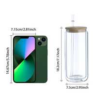 Verre Tumbler de 16 oz à Double Paroi Pré-Perforé pour Sublimation, avec Couvercle en Bambou et Paille, Effet Boule à Neige, Stock USA