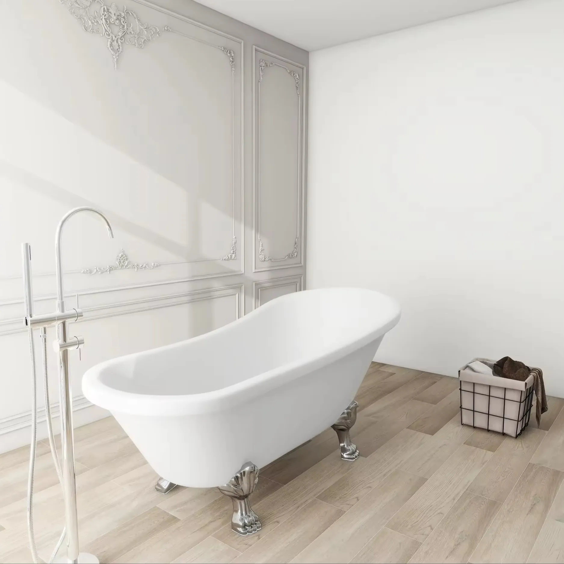 Bañera de acrílico ICEGALAX con forma ovalada superventas, bañeras de baño independientes inteligentes de 60 pulgadas