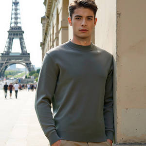 2025 automne-hiver Style peigné filature épaissi 100% laine hommes pull brodé Logo chaud tricoté tissu lavable en Machine - Product Image 3