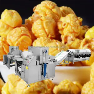 Lini produksi Popcorn otomatis dengan kemasan mesin Popcorn Gas komersial dan listrik