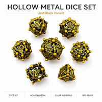 Ensemble de dés polyédriques DND en métal creux, motif Dragon Or Antique, 7 pièces, à points sphériques, pour Dungeons & Dragons, TTRPG, jeux de société, cadeau