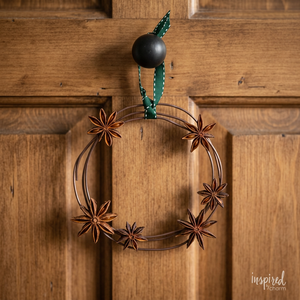 Couronne rustique en métal à l'effigie d'anis étoilé, ronde, faite à la main, décorative de Noël, sans éclairage, emballage individuel - Product Image 3