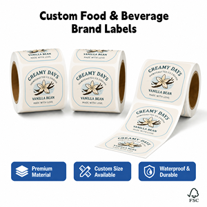Etiqueta Ovalada de Papel Autoadhesiva para Helado de Vainilla Creamy Days, Impresión Offset Ecológica para Empaquetado de Alimentos - Product Image 2
