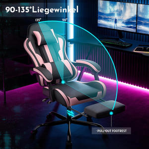 Sillón giratorio <span class=keywords><strong>rosa</strong></span> de alta calidad para mujer, cómodo sillón de ordenador para juegos, oficina moderna, ergonómico, reclinable, silla para juegos de PU para adultos - Product Image 5