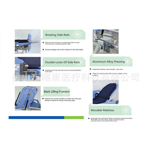 Camilla de Emergencia con Ruedas, ABS, Elevación Manual, Portátil, Uso Hospitalario, Color Azul, YK-TS005 - Product Image 3