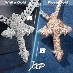 Tùy Chỉnh Iced out Chúa Giêsu Chữ Thập Mặt Dây Chuyền Thiết Kế Sang Trọng 925 Sterling Sliver Mạ Vàng Hip Hop Mặt Dây Chuyền Đồ Trang Sức Mỹ