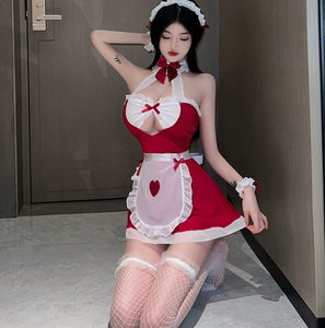 Ensemble de lingerie sexy pour femme, style femme de chambre, écologique, respirant, mignon, avec soutien-gorge, jupe et <span class=keywords><strong>tablier</strong></span> <span class=keywords><strong>coquin</strong></span>, style Kawaii Anime Cosplay, pour fêtes, taille XL - Product Image 5