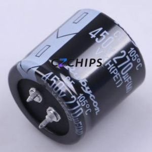 450VXH270MEFCSN30X30 Snap-in Aluminum Electrolytic Capacitor Through hole Component THT,D30xL30mm 270uF 20% 450V 10mm - Product Image 1