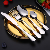 Ensemble de couverts écologiques en acier inoxydable 304, couverts dorés comprenant un couteau, une cuillère, des fourchettes pour les mariages et les restaurants