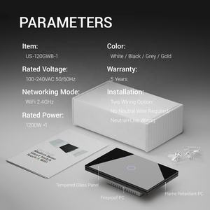 Smart House Light <strong>Switch</strong>, LED Indicator Glass Touch Panel with <strong>Sensor</strong> Screen for US Standard Home <strong>Control</strong> 1/2/<strong>3</strong>/4 Gang <strong>Switch</strong> - Product Image 4