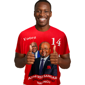 T-shirt de campagne électorale rouge 110 g/m² avec impression personnalisée de photo et de logo du candidat - Product Image 2