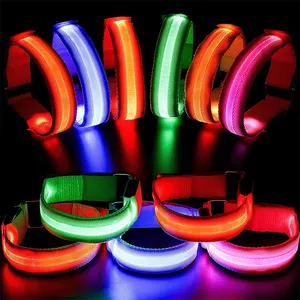 Manufacture Custom Printing Logo Cheap Light Up Led Bracelet Fabric Nylon Polyester Wristband Dmx Control For Events