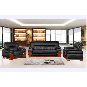 (SZ-SF8035) 豪华黑色真皮办公沙发套装设计行政办公沙发设计