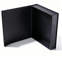Boîte cadeau rigide magnétique personnalisée avec impression d'illustrations, papier noir mat