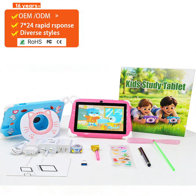 Factory Wholesale Kids Tablet Sturdy Drop-proof Camera Model Design Educational Entertainment for Baby Cartoon Protective Case