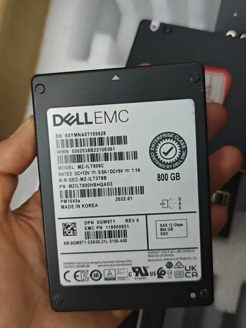 Used 0GW8T1 PM1645a 800GB SAS 12Gbps Mixed Use 2.5" SSD MZ-ILT800C Solid State Drive