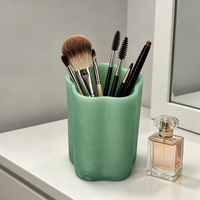 Porte-pinceaux de maquillage en résine en forme de fleur, bord ondulé, support de rangement pour outils cosmétiques, porte-rouge à lèvres et crayons à sourcils multifonctionnel
