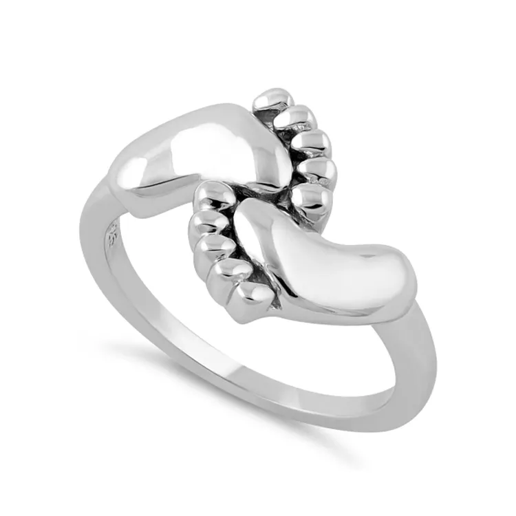 costume jewelry Baby gift Sterling Silver Baby Feet Ring baby ring