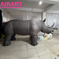 Décoration extérieure, rhinocéros gonflable gris, rhinocéros gonflable géant pour fête