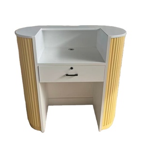 Kisen Modern <b>Beauty</b> Shop Wooden Reception Table Spa Front Office Reception <b>Desk</b> Curved Reception <b>Desk</b> <b>Beauty</b> Salon Cash <b>Desk</b> - Product Image 1