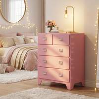 Meuble de rangement modulaire en métal coloré pastel, tiroirs en acier, boîte organisatrice mignonne rose et bleue, table de chevet pour commode, vente en gros d'usine